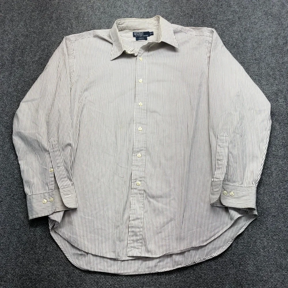 Polo Ralph Lauren Andrew Classic Fit Mens Striped Button Down Shirt 17 34/35